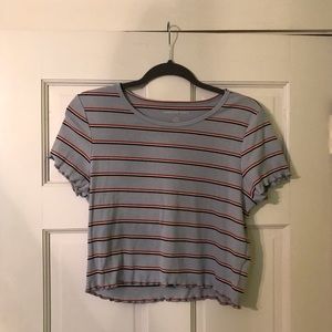 blue & red striped crop top